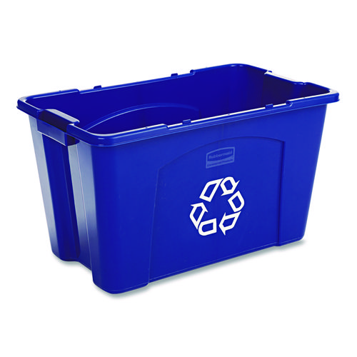 Stacking Recycle Bin, 18 gal, Polyethylene, Blue