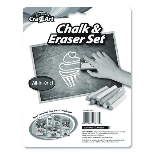 Chalk and Eraser Set, (12) White/(12) Assorted