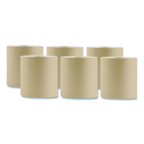 Hardwound Towel, 1-Ply, Brown, 800 ft, 6 Rolls/Carton