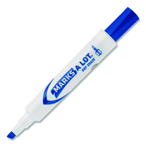 MARKS A LOT Desk-Style Dry Erase Markers, Broad Chisel Tip, Blue