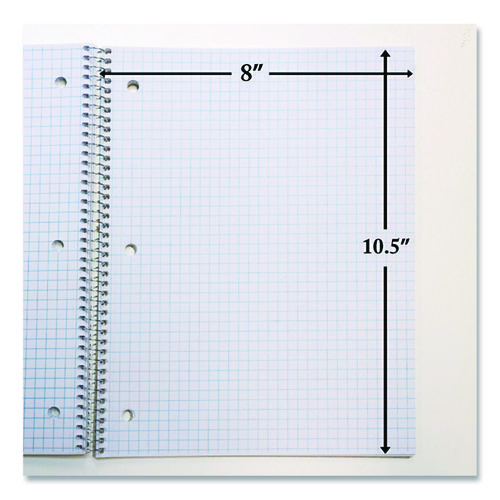 Spiral Notebook, Quadrille Rule (4 sq/in), Randomly Assorted Cover Color, (100) 10.5 x 8 Sheets