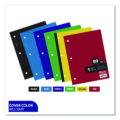 Wireless Notebooks, Medium/College Rule, Randomly Assorted Cover Colors, (80) 10.5 x 7.5 Sheets