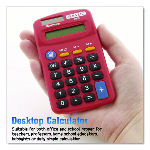 Dual Power Pocket Size Calculator, 8-Digit, LCD