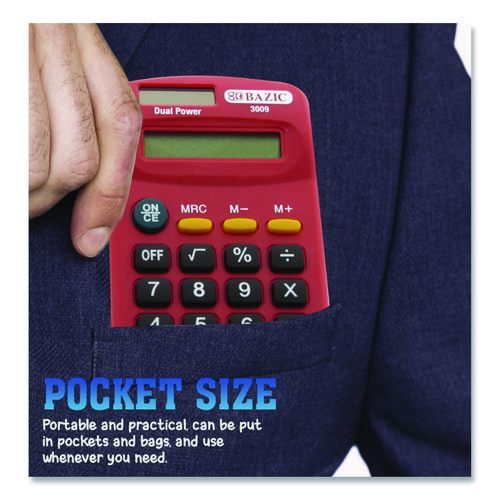 Dual Power Pocket Size Calculator, 8-Digit, LCD