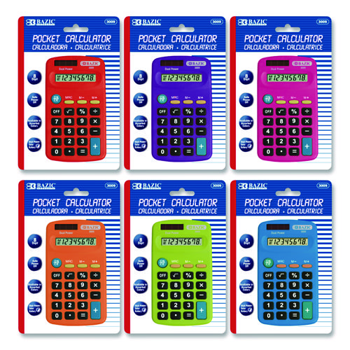 Dual Power Pocket Size Calculator, 8-Digit, LCD