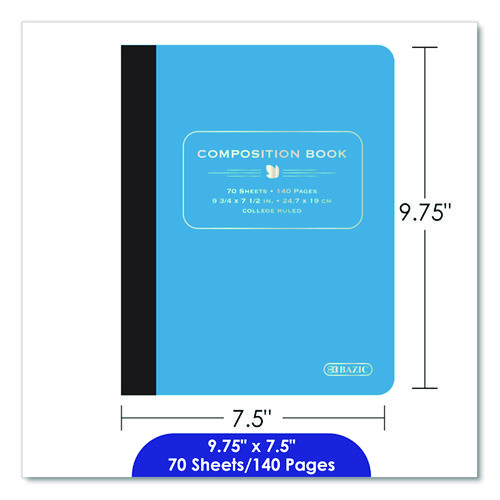 Poly Cover Composition Books, Medium/College Rule, Randomly Assorted Cover Colors, (70) 9.75 x 7 Sheets