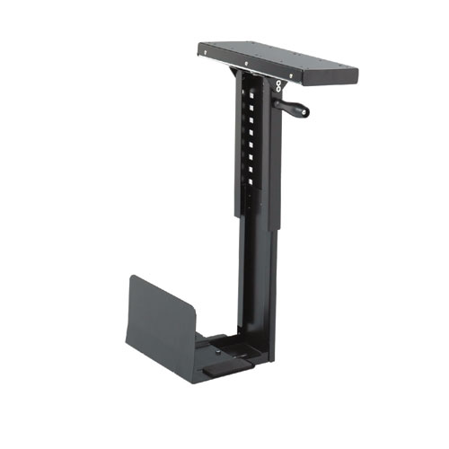 Ergo-Comfort Fixed-Mount Under Desk CPU Holder, Supports 60 lb, 7w x 9.5d x 14h, Black