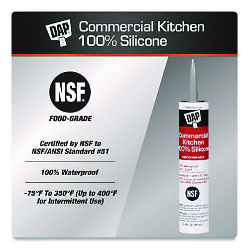 Commercial Kitchen Silicone Sealant, 9.8 oz Tube, White