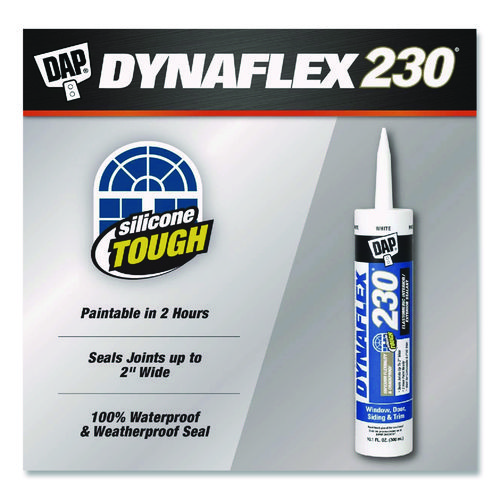 Dynaflex 230 Premium 100% Waterproof Indoor/Outdoor Elastomeric Sealant, 10.1 oz Tube, White