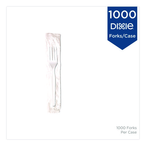 Mediumweight Polypropylene Cutlery, Individually Wrapped, Fork, Plastic, White, 1000/Carton