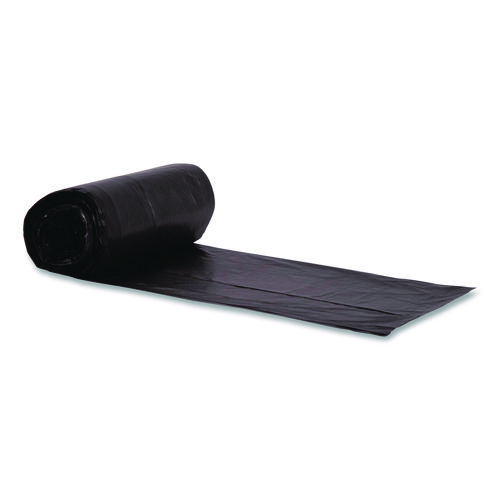 High-Density Can Liners, 60 gal, 22 mic, 38 x 60, Black, Perforated Roll, 150/Carton