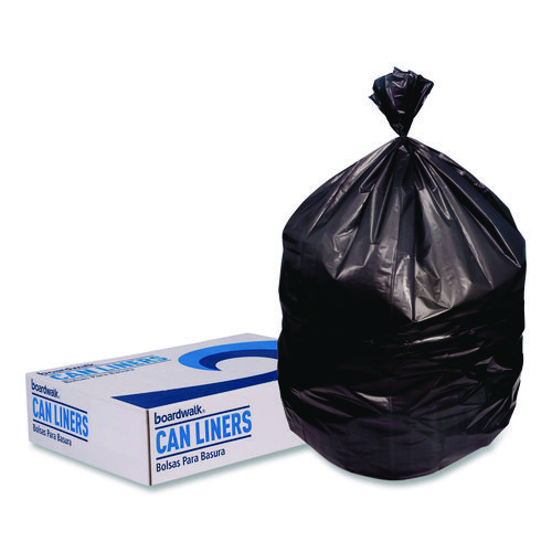 High-Density Can Liners, 60 gal, 22 mic, 38 x 60, Black, Perforated Roll, 150/Carton