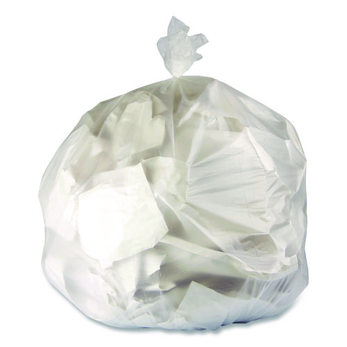 High-Density Can Liners, 45 gal, 12 mic, 40 x 48, Natural, Perforated Roll, 250/Carton