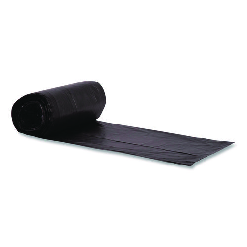 High-Density Can Liners, 45 gal, 22 mic, 40 x 48, Black, Perforated Roll, 150/Carton