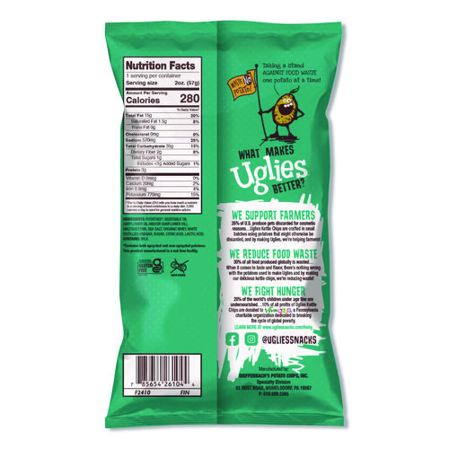 Kettle Potato Chips, Salt and Vinegar, 2 oz Bags, 24/Carton