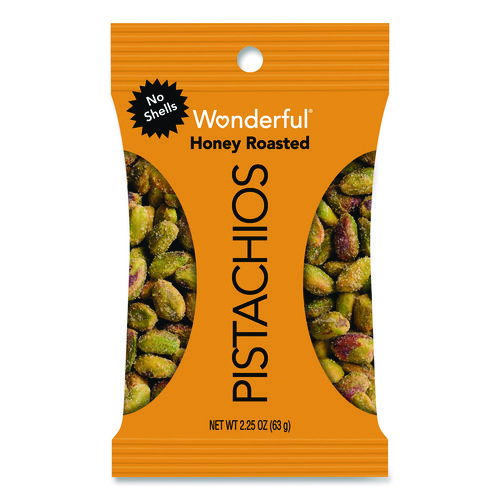 No Shells Honey Roasted Pistachios, 2.25 oz Bags, 8/Box