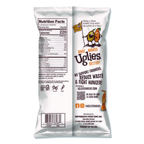 Kettle Potato Chips, Sweet Potato, 2 oz Bags, 24/Carton