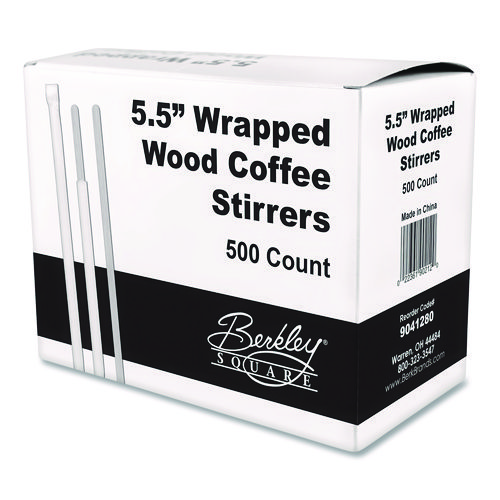 Wrapped Wood Stirrers, 5.5", 500/Box