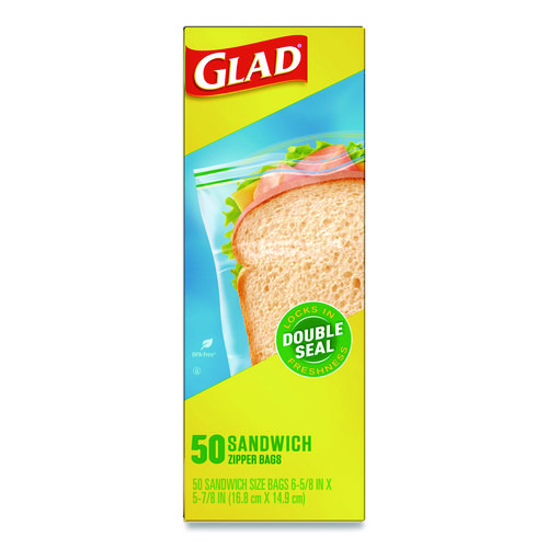 Zipper Food Storage Sandwich Bags, 6.63 x 5.88, Clear, 50 Bags/Box