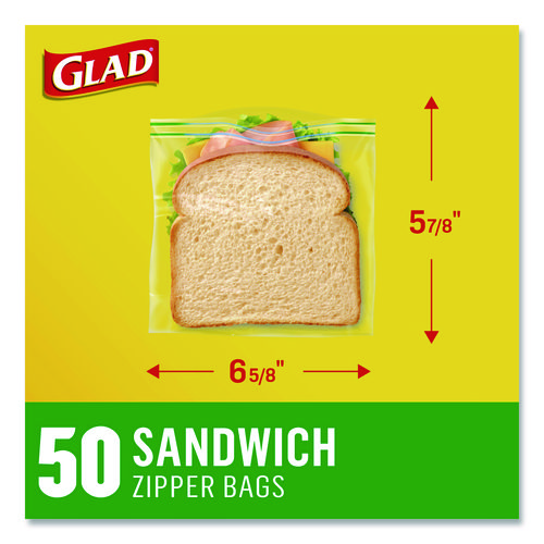 Zipper Food Storage Sandwich Bags, 6.63 x 5.88, Clear, 50 Bags/Box