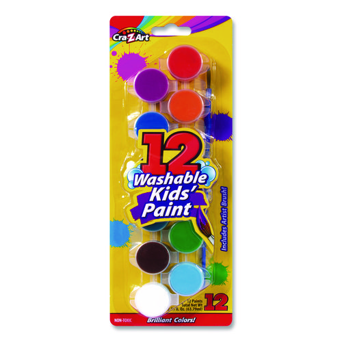 Washable Kids' Paint Set, with Artist Brush, 12 Assorted Colors/Pack