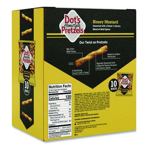 Honey Mustard Pretzels, 1 oz Bag, 10/Box