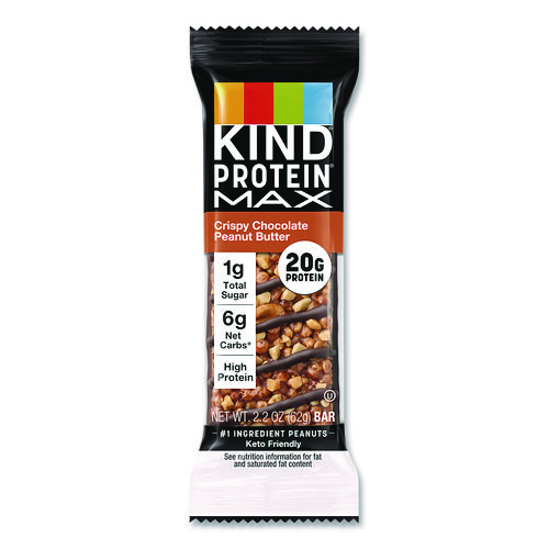 Protein MAX Bar, Crispy Chocolate Peanut Butter, 2.2 oz Bar, 12/Box