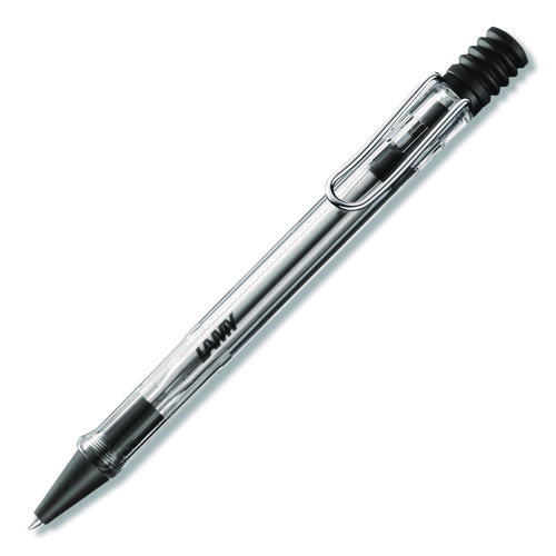 Vista Ballpoint Pen, Retractable, Medium, Black Ink, Clear/Black Barrel