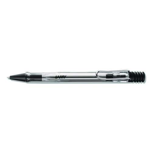 Vista Ballpoint Pen, Retractable, Medium, Black Ink, Clear/Black Barrel