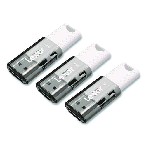 JumpDrive S60 USB 2.0 Flash Drive, 64 GB, Gray/White, 3/Pack