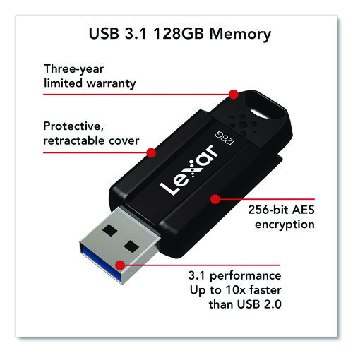 S803.1 USB Flash Drive, 128 GB, Black