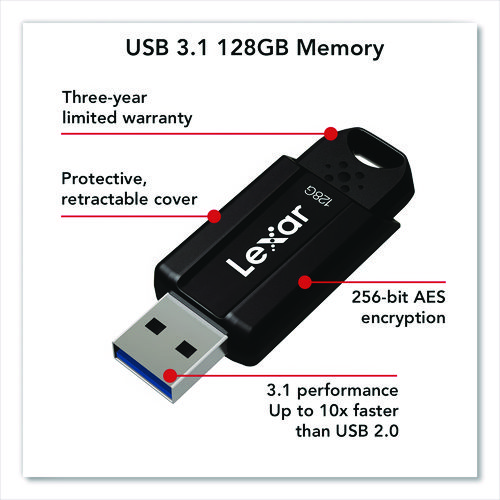 S803.1 USB Flash Drive, 128 GB, Black