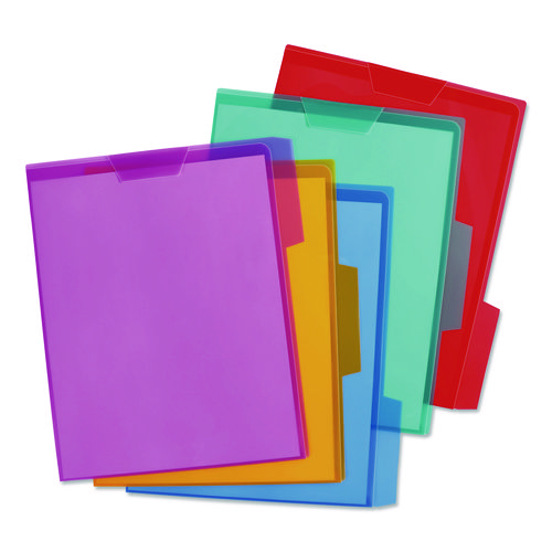 Poly View Colored File Folders, 1/3-Cut Tabs: Assorted Positions, Letter Size, Assorted Colors, 5/Pack