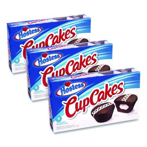 CupCakes, Chocolate, 1.59 oz Individually Wrapped, 8/Pack, 3 Packs/Carton