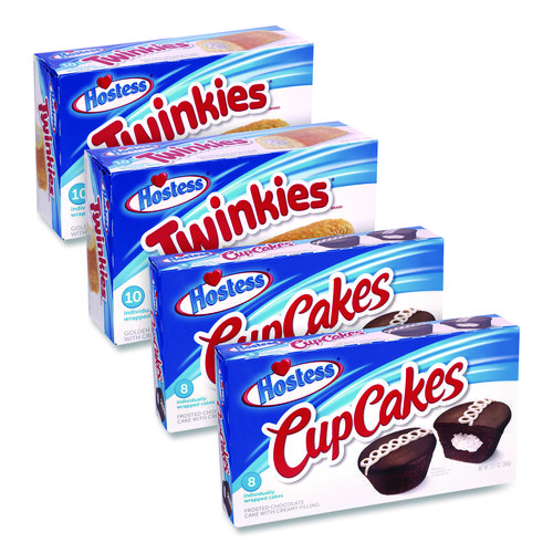 Twinkies and Chocolate CupCakes Variety Pack, (2) 13.58 oz 10 Pack Twinkies and (2) 12.7 oz 8 Pack CupCakes/Carton