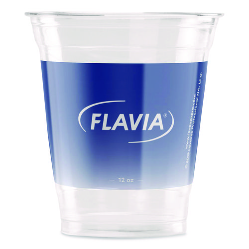 Cold Cups 12 oz, Blue Band Flavia Logo, Clear/Blue, 900/Carton