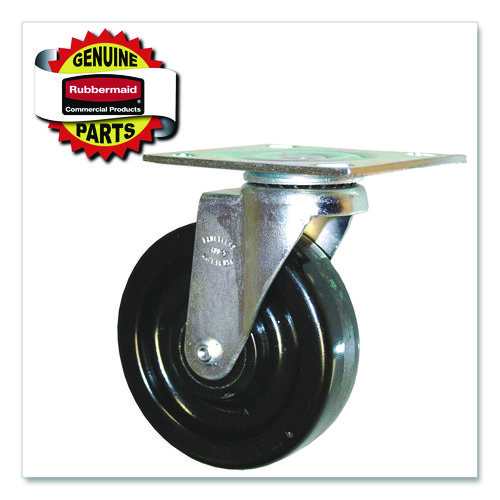 5-Inch Swivel Plate Caster, 4.5" x 3.75" Plate Stem, Black