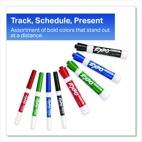 Low-Odor, Dry Erase 10-Color Marker and Eraser Set, Broad Chisel/Fine Bullet Tips, Assorted Colors, 11 Pieces/Set