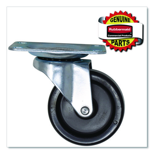 Casters, 2.5" x 3.5" Swivel Mount Plate, 3" Wheel, Black