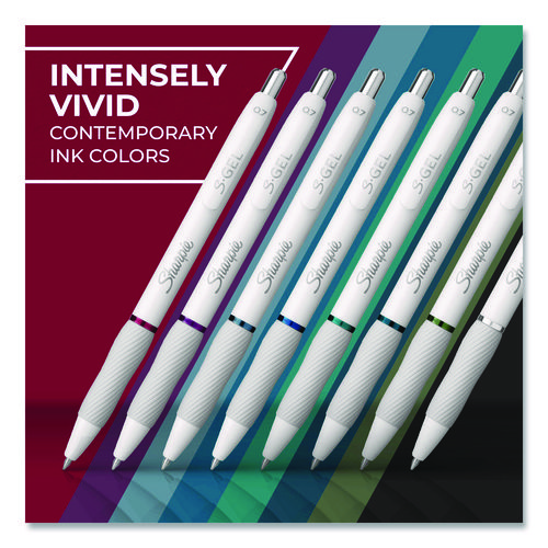 S-Gel Fashion Barrel Gel Pen, Retractable, Medium 0.7 mm, Assorted Ink, White Barrel, 8/Pack