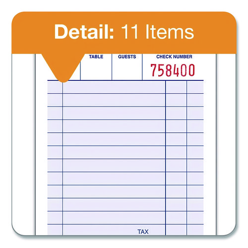 One-Part Guest Check Pad, One-Part (No Copies), 3.35 x 4.94, 100 Forms/Pad, 12 Pads/Pack