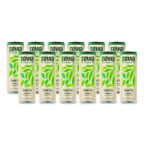 Zero Sugar Naturally Sweetened Green Tea, 12 oz Can, 12/Carton