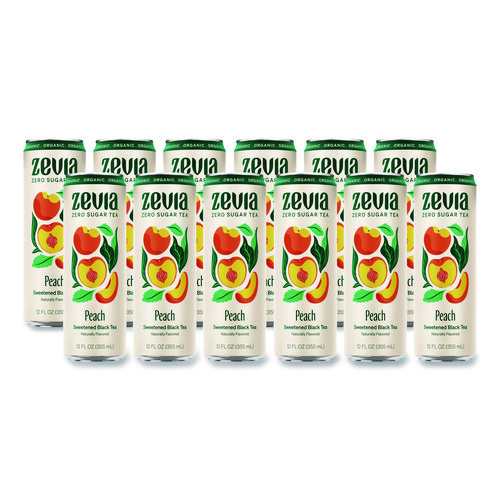 Zero Sugar Naturally Sweetened Black Tea, Peach Black Tea, 12 oz Can, 12/Carton