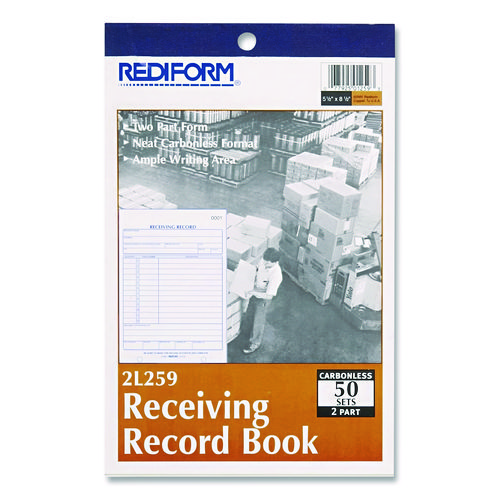 Receiving Record Book, Two-Part Carbonless, 5.5 x 8.5, 50 Forms Total