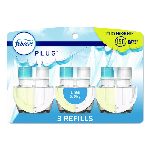 PLUG Air Freshener Refills, Linen and Sky, 2.63 oz, 3/Pack, 6 Packs/Carton