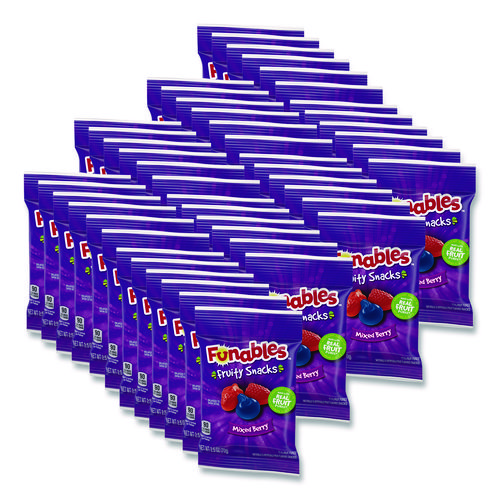 Funables Fruity Snacks, Mixed Berry, 2.5 oz Bag, 48/Carton