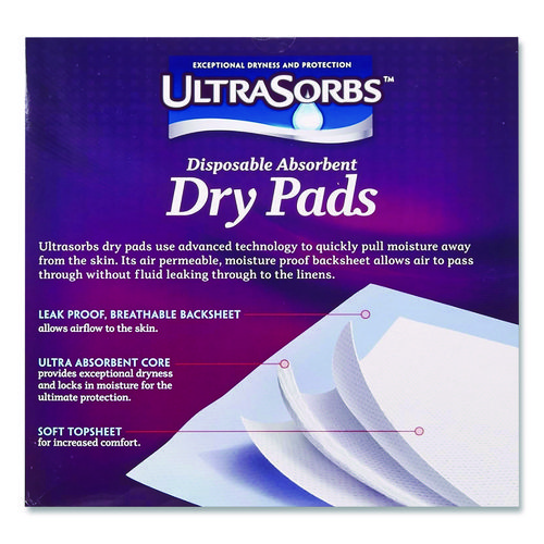 Ultrasorbs Disposable Dry Pads, 23" x 35", Blue, 7/Box