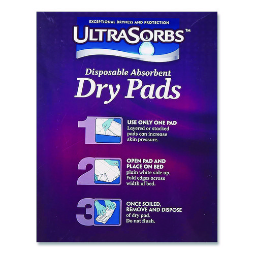 Ultrasorbs Disposable Dry Pads, 23" x 35", Blue, 7/Box