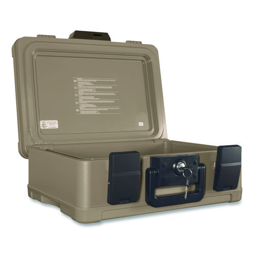 Fire and Waterproof Chest, 0.27 cu ft, 15.9w x 12.4d x 6.5h, Taupe