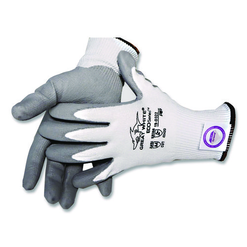Great White 3GX Seamless Knit Dyneema Diamond Blended Gloves, Medium, White/Gray